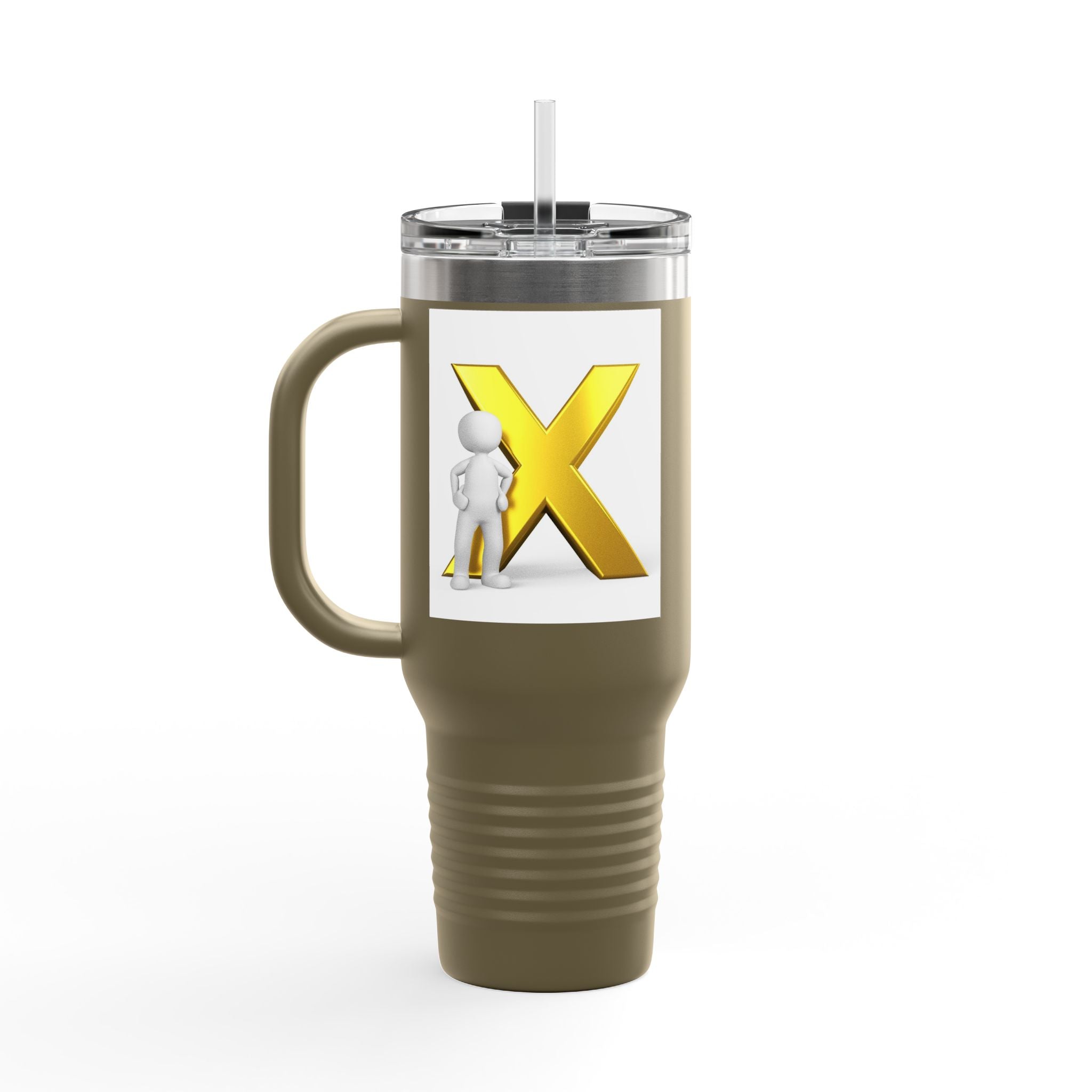 3D Person with Gold X Tumbler 40oz
