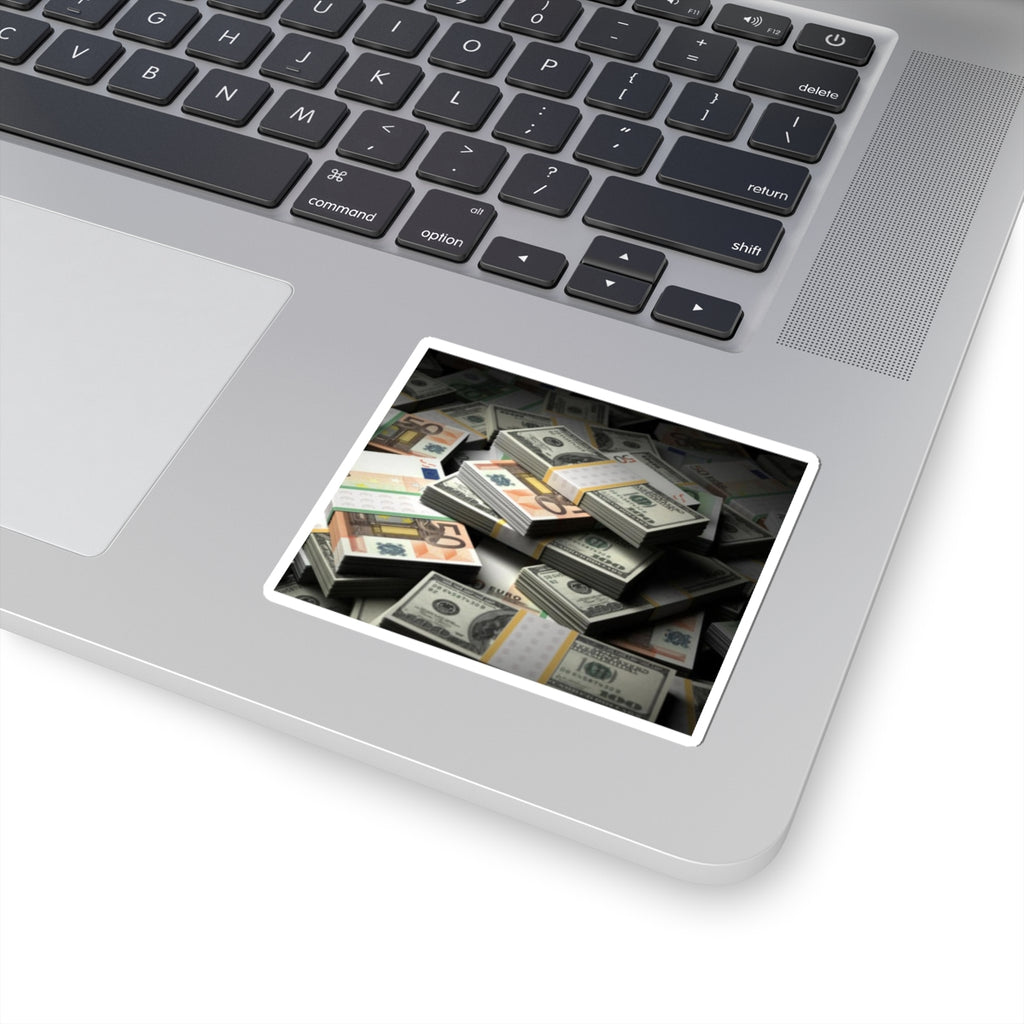 Stacks of Cash Sticker | Money Pile Kiss-Cut Sticker, Dollar Euro Banknote Design