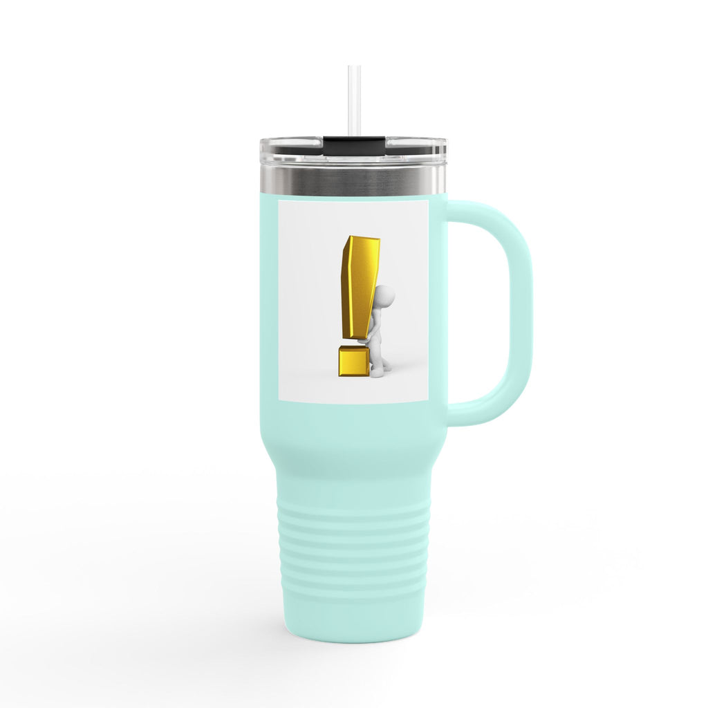 3D Character with Gold Exclamation Mark Travel Mug | 40oz Insulated Tumbler
