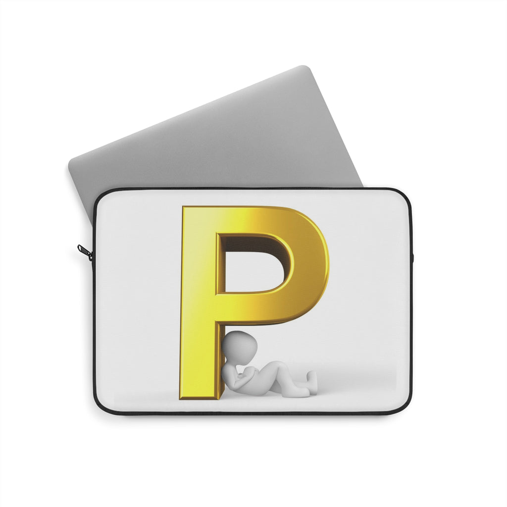 Gold Letter P Initial Laptop Sleeve | Monogram P Tech Case