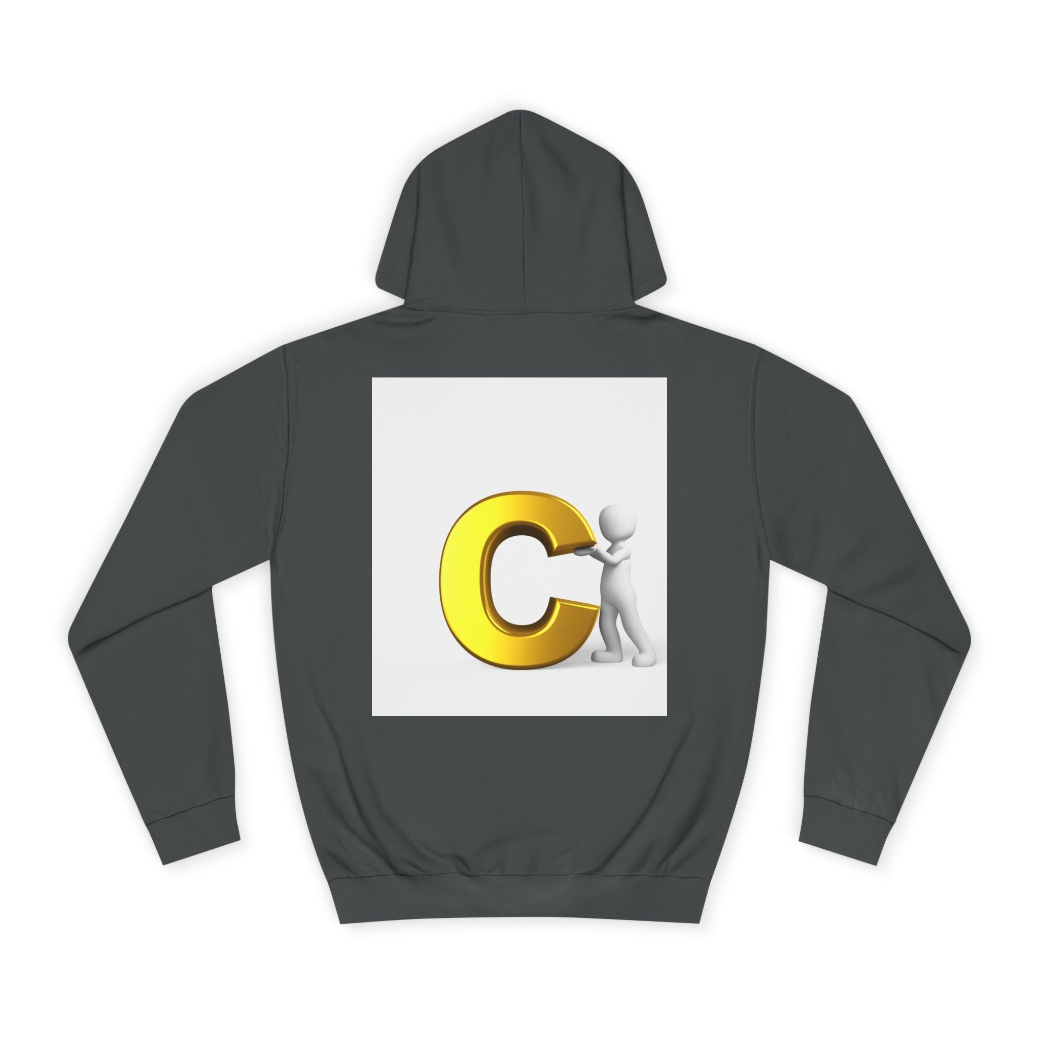 3D Yellow Letter C with Character Hoodie | Initial Monogram Sweatshirt