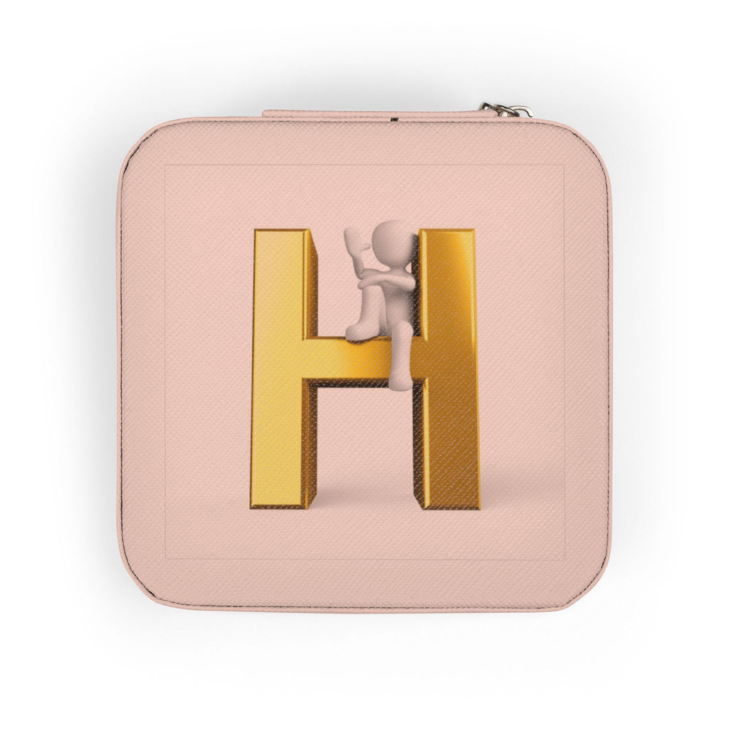 Monogram H Initial Jewelry Travel Case | Compact Square Organizer