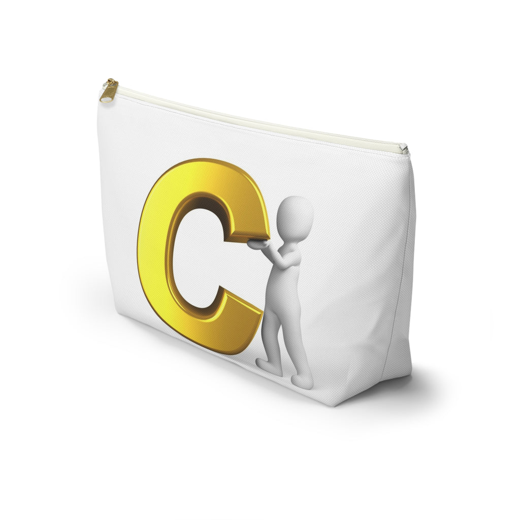 Gold Letter C with Figure Accessory Pouch