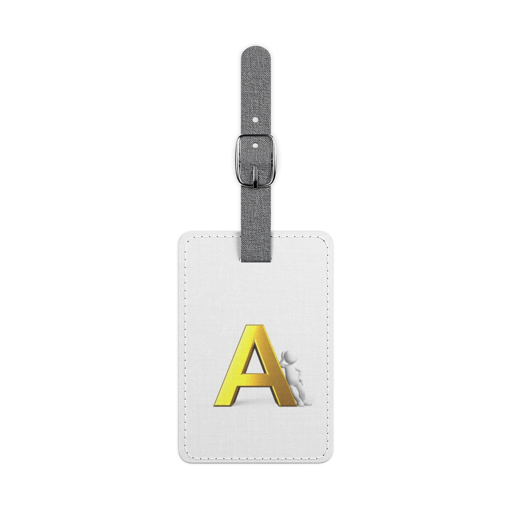 Gold Letter A Monogram Luggage Tag | Rectangle Saffiano Polyester