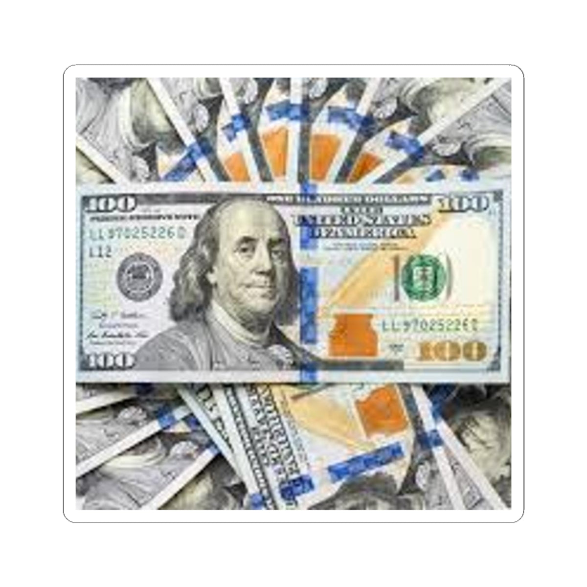 Autocollant liasse de billets de cent dollars | Autocollant vinyle prédécoupé argent liquide