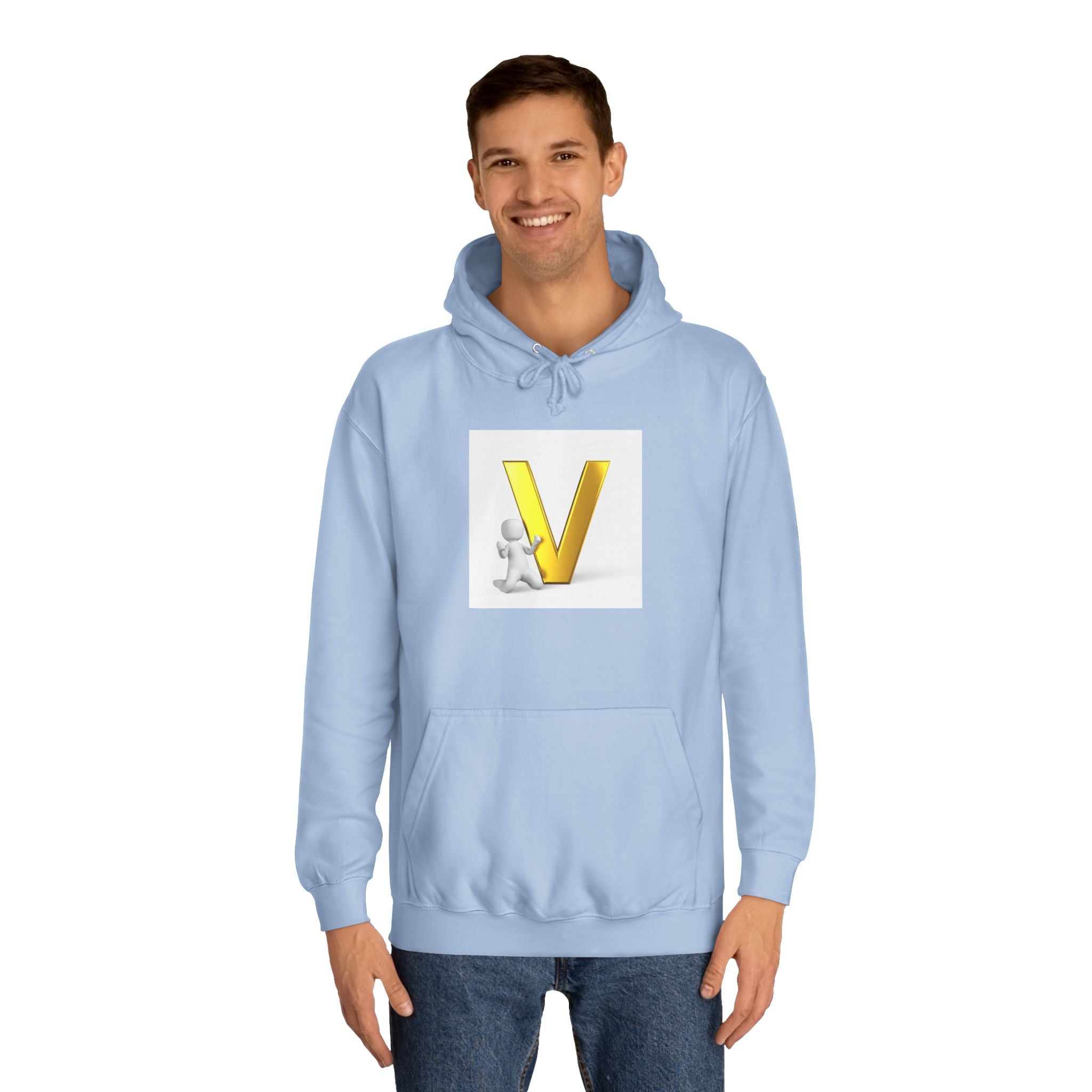 Gold 3D Letter V Hoodie | Initial V Sweatshirt, Monogram Lettering