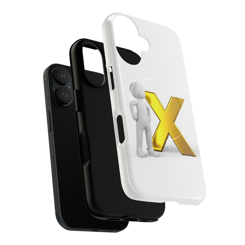 Gold X with 3D Figure iPhone Case | Tough Magnetic Case