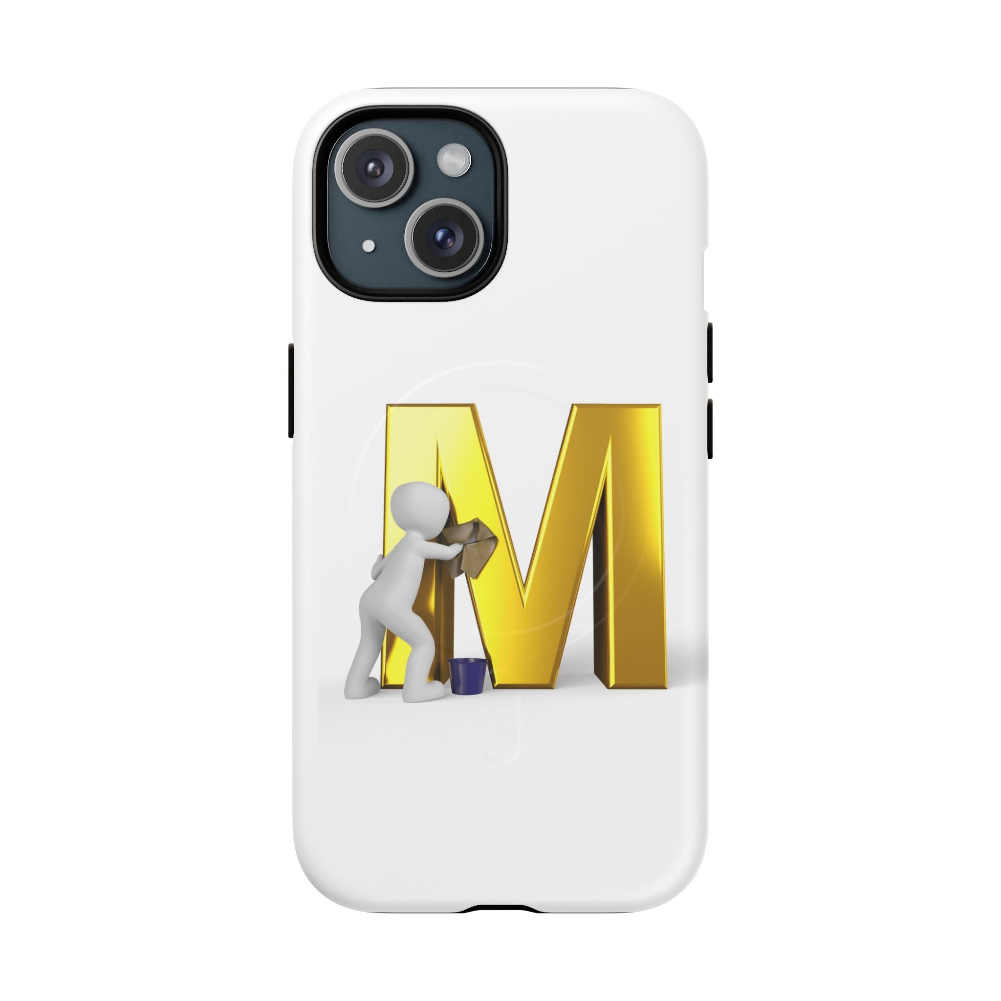 Coque de téléphone aimantée et robuste avec lettre M dorée | Coque magnétique résistante
