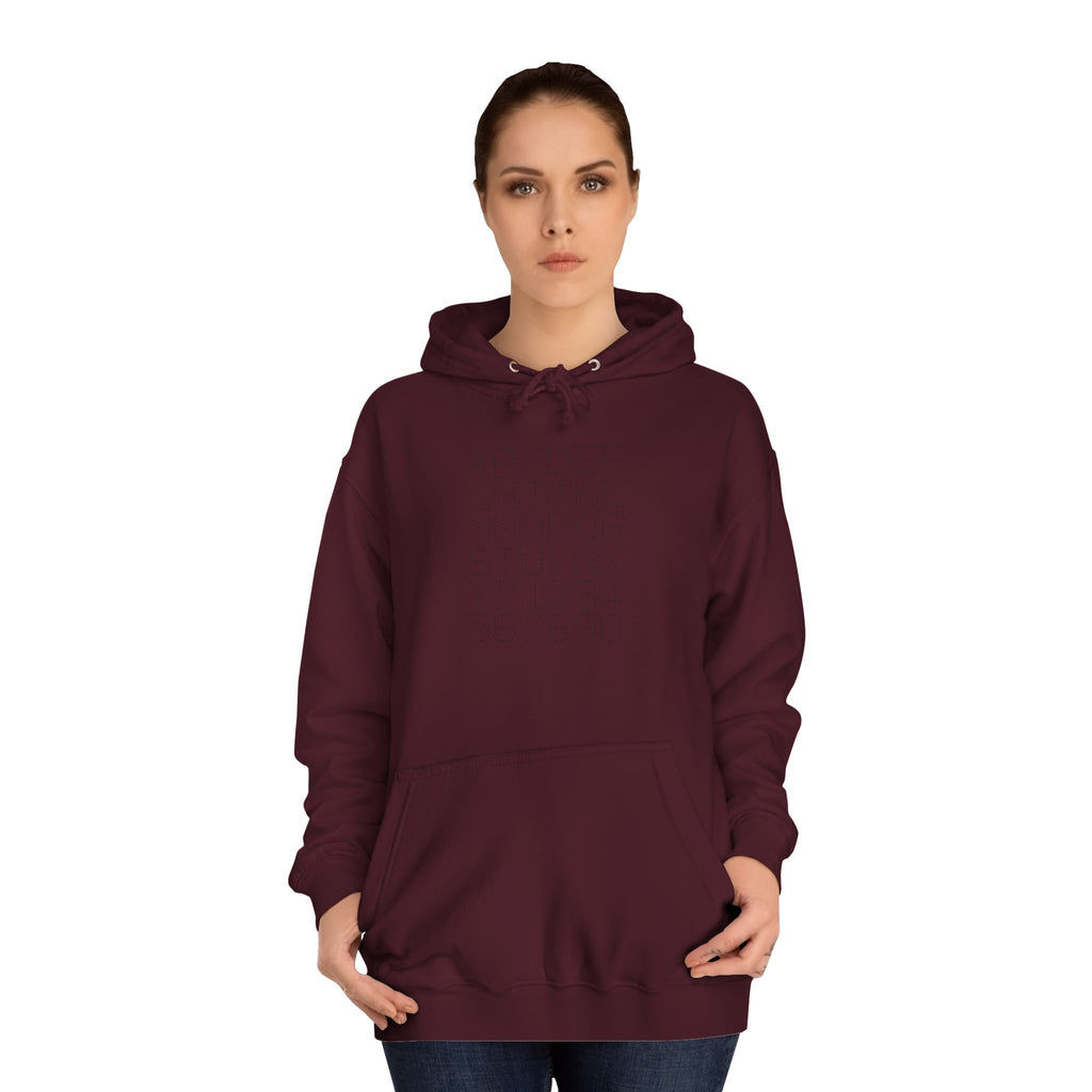 College Dotted Alphabet Hoodie | Campus Sweatshirt, Collegiate Style
