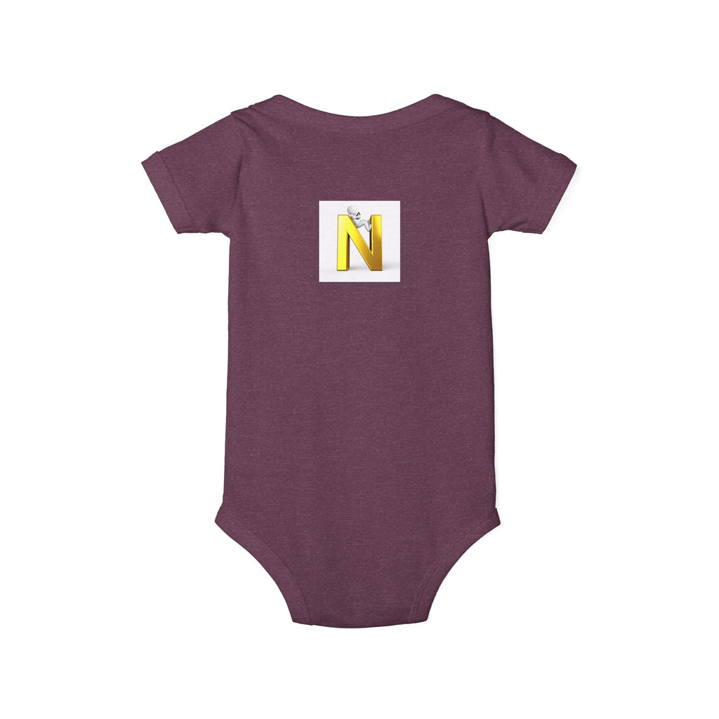 Yellow Letter N Monogram Infant Onesie | Baby Initial Jersey