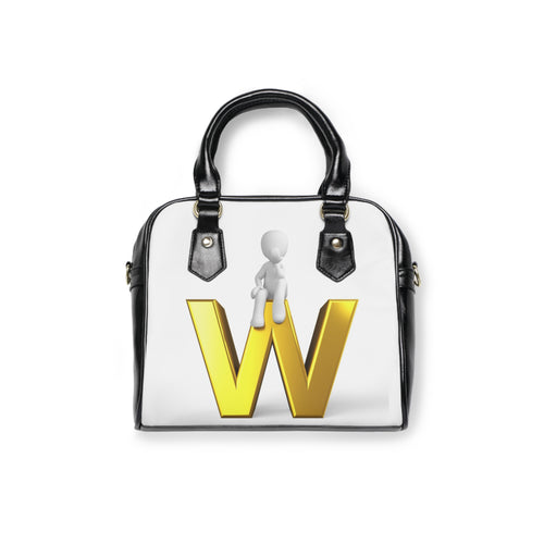Sac à main bandoulière 3D avec figurine assise sur une lettre W dorée | Sac à main à initiales monogrammées