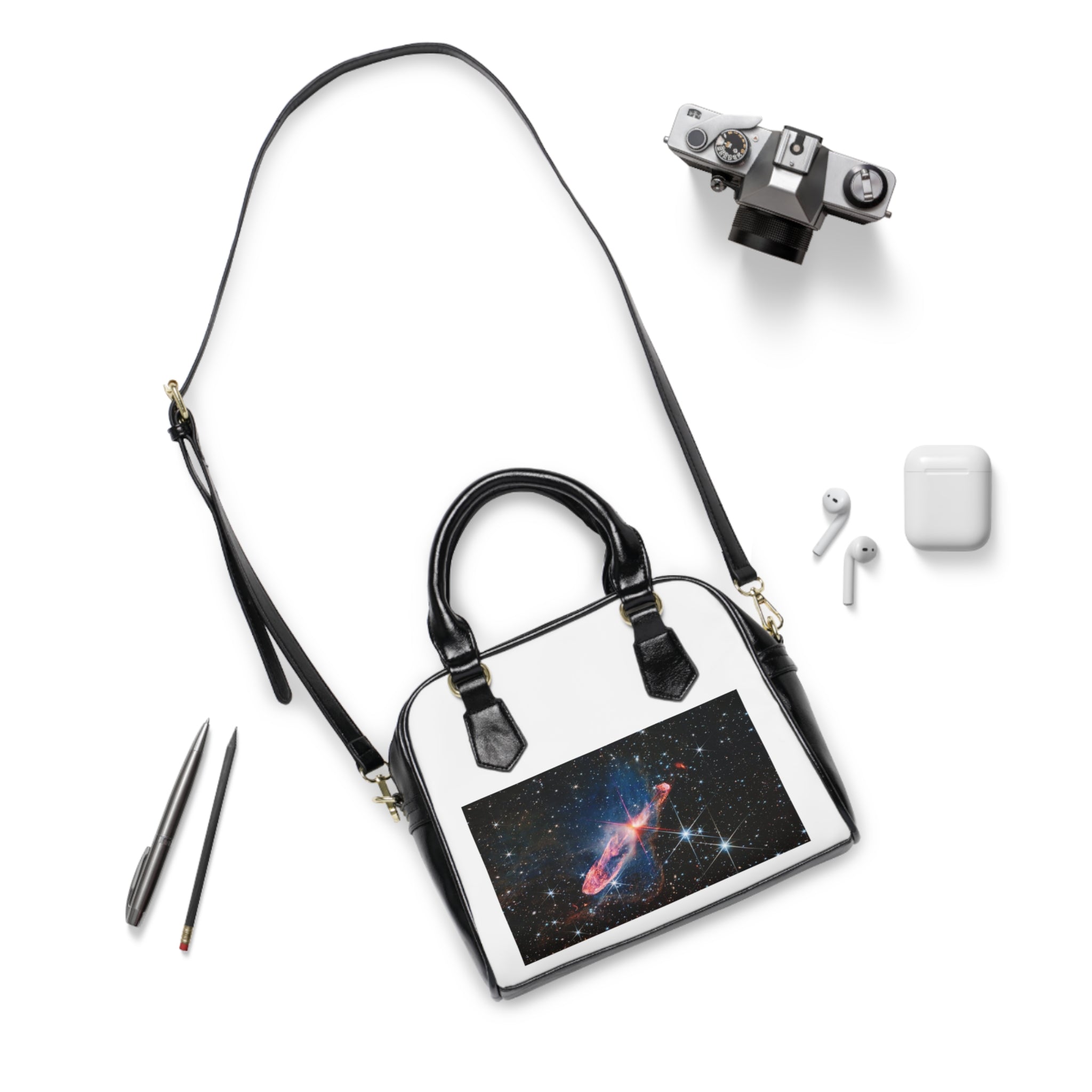 Cosmic Nebula Print Shoulder Handbag | Space Galaxy Stars, Astronomical Design