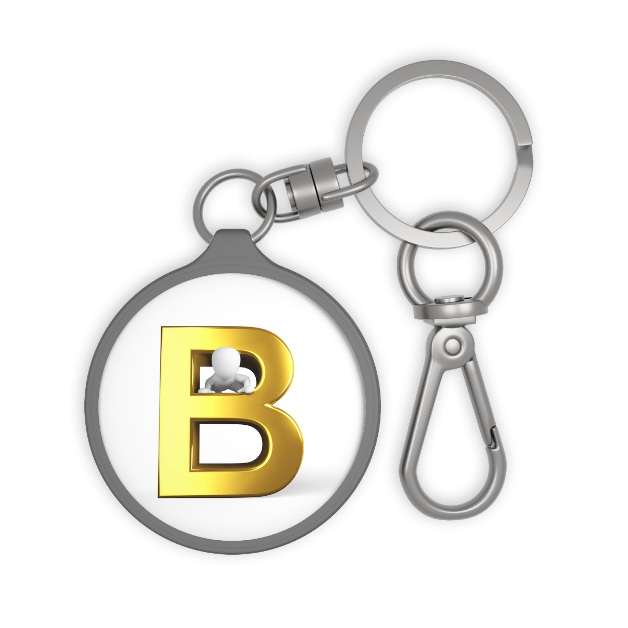 Gold Letter B Keyring Tag | Initial Monogram Keychain