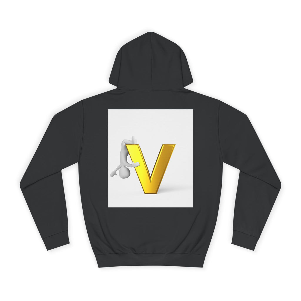 3D Gold Letter V Hoodie | Letter V Initial Sweatshirt