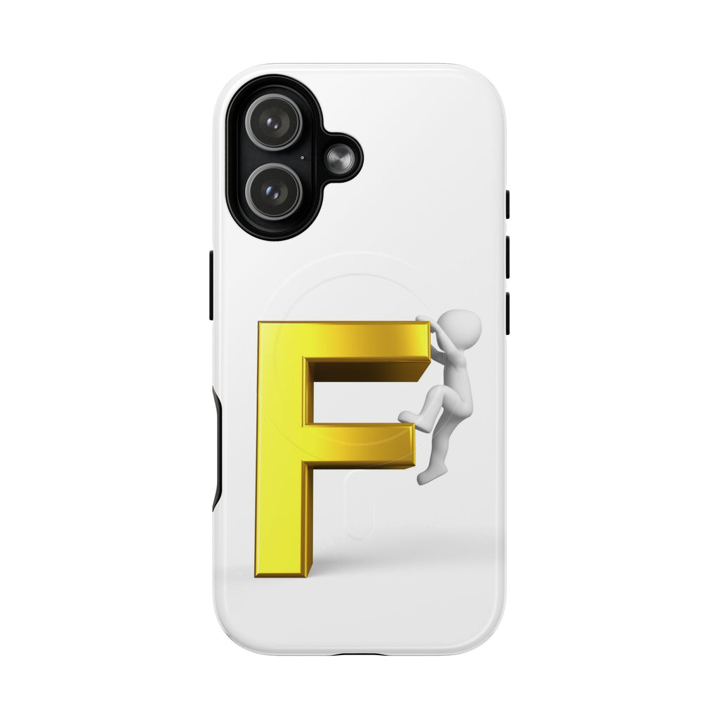 3D Gold Letter F Climber Phone Case | Magnetic Tough Case