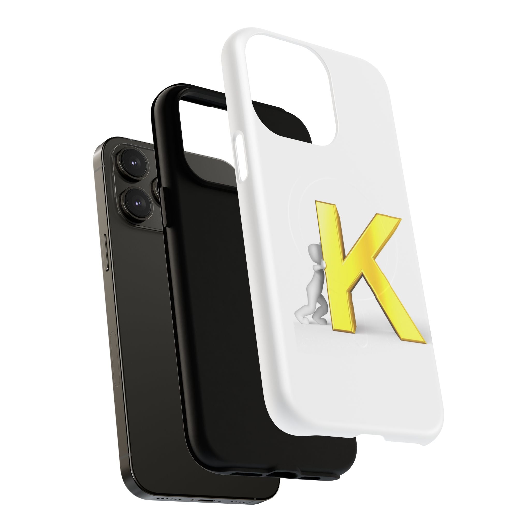 Yellow K Letter Phone Case | Tough Magnetic Case, Monogram Initial K