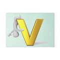 Gold Letter V with Hanging Figure Glass Cutting Board | Monogram Initial V