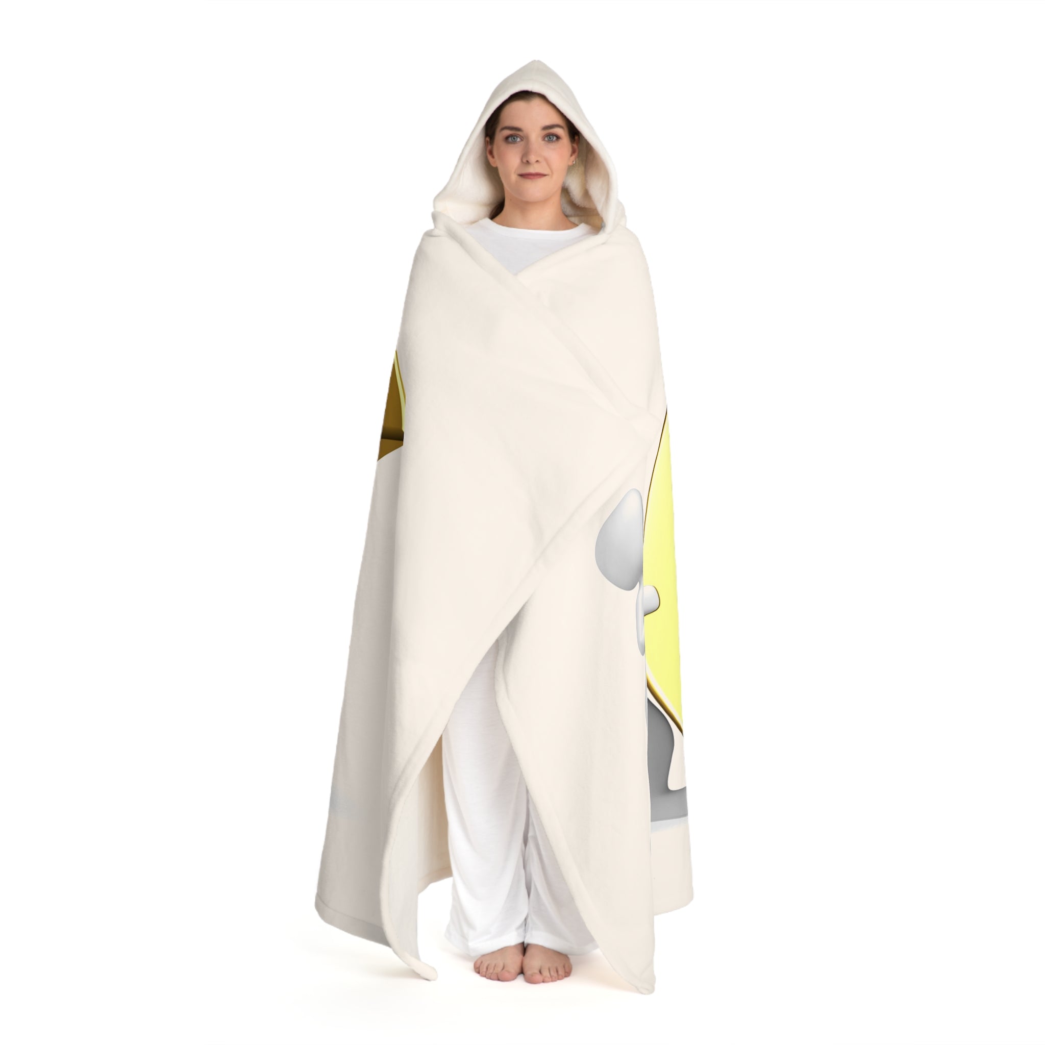 Gold Letter C With Figure Hooded Sherpa Blanket | Cozy Fleece Hooded Blanket