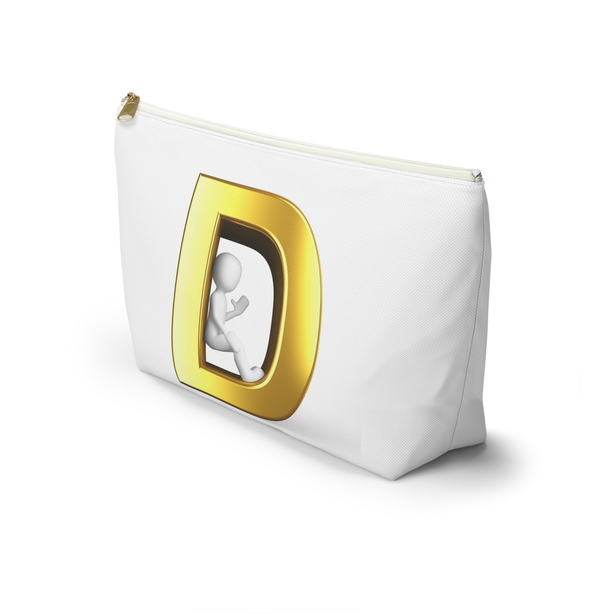 Gold Letter D with 3D Figure Accessory Pouch