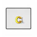 Gold Letter C with 3D Figure Desk Mat | Minimal Alphabet Mousepad