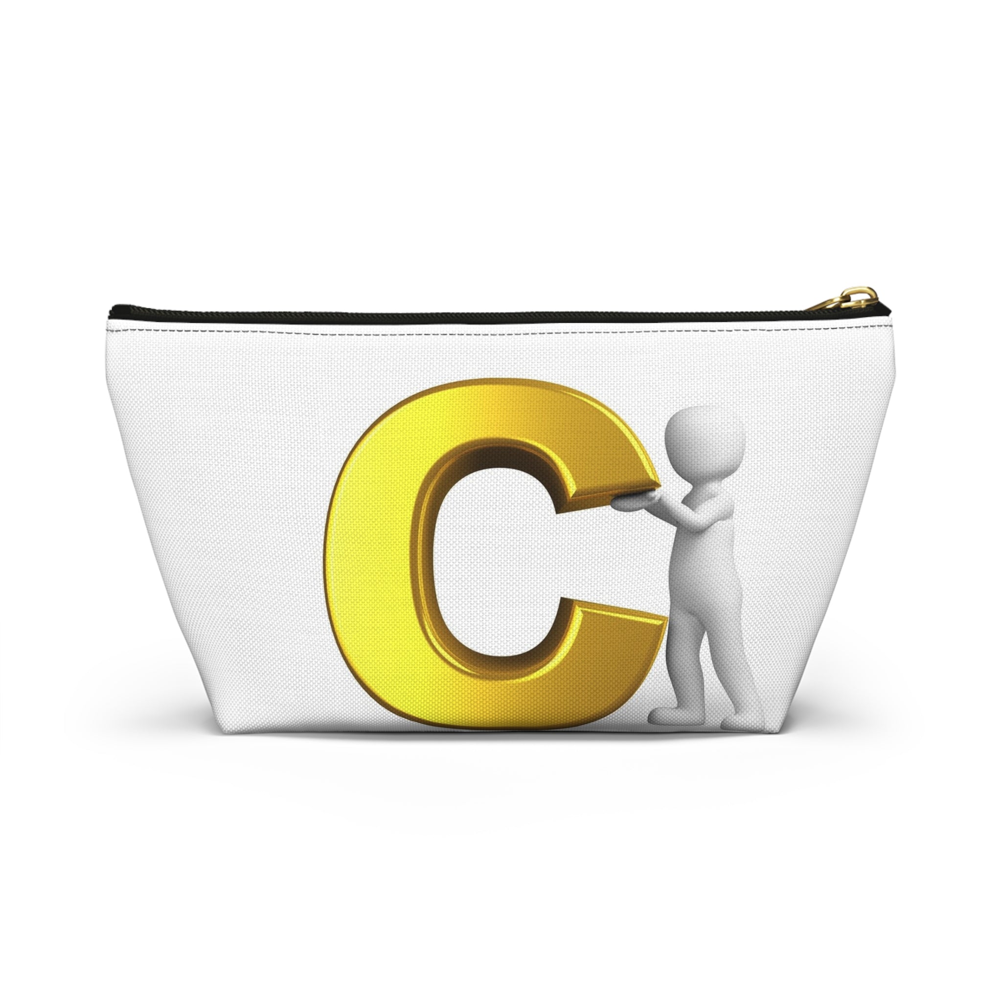 Gold Letter C with Figure Accessory Pouch