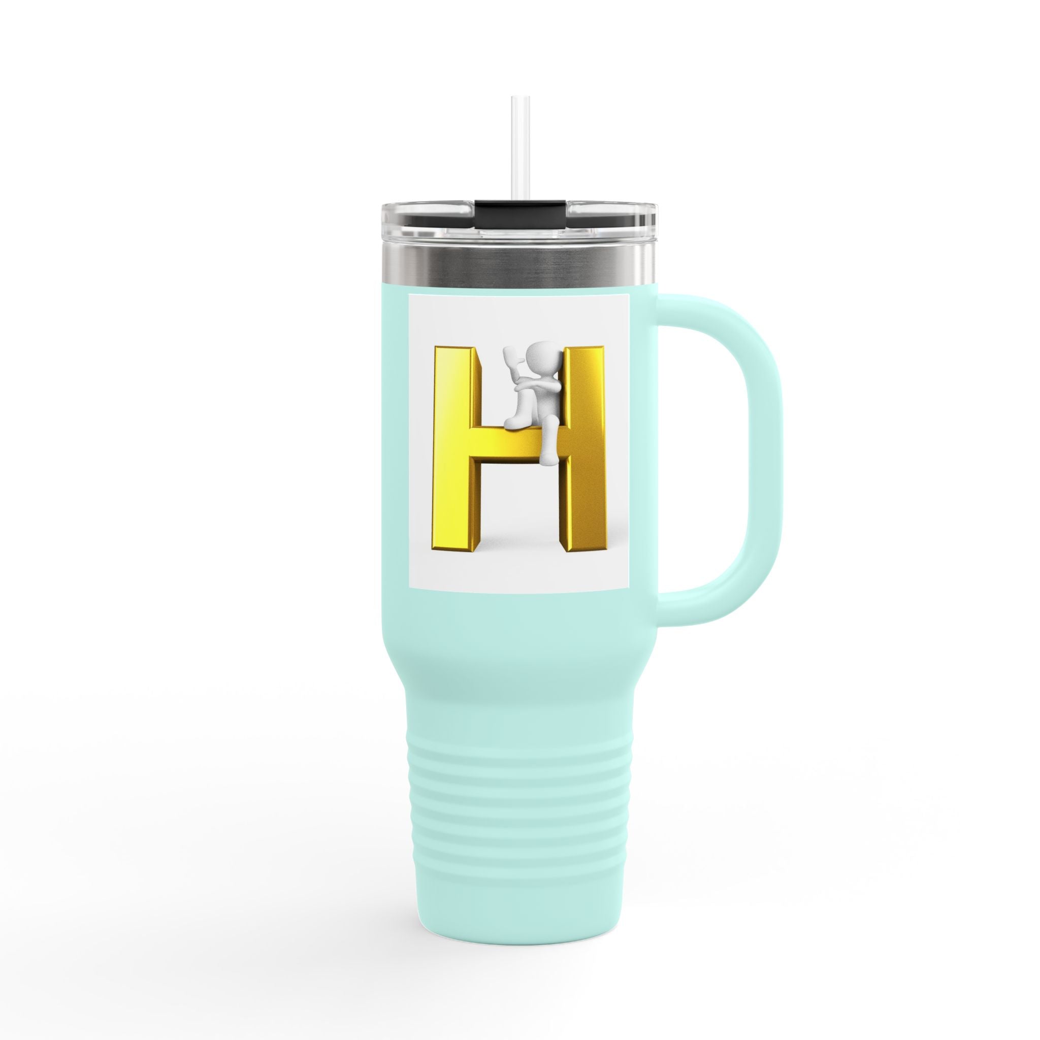 3D Yellow Letter H Monogram Travel Mug | 40oz Insulated Tumbler