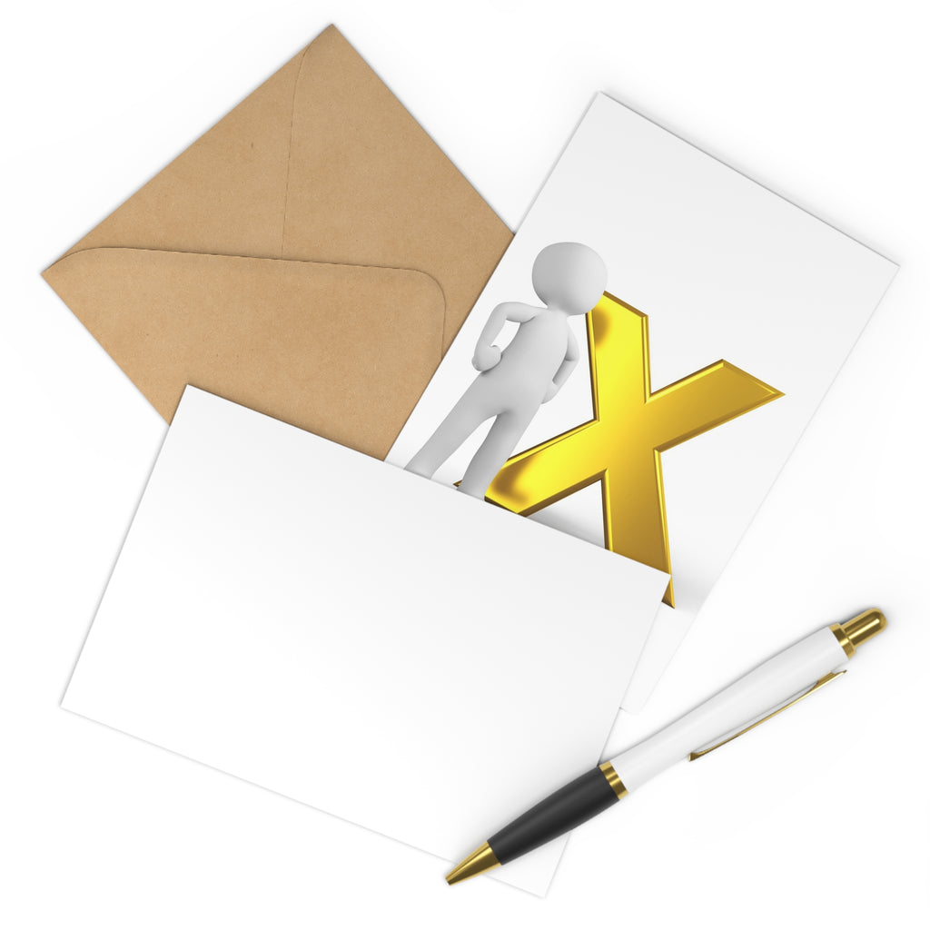 Gold X with 3D Person Postcards