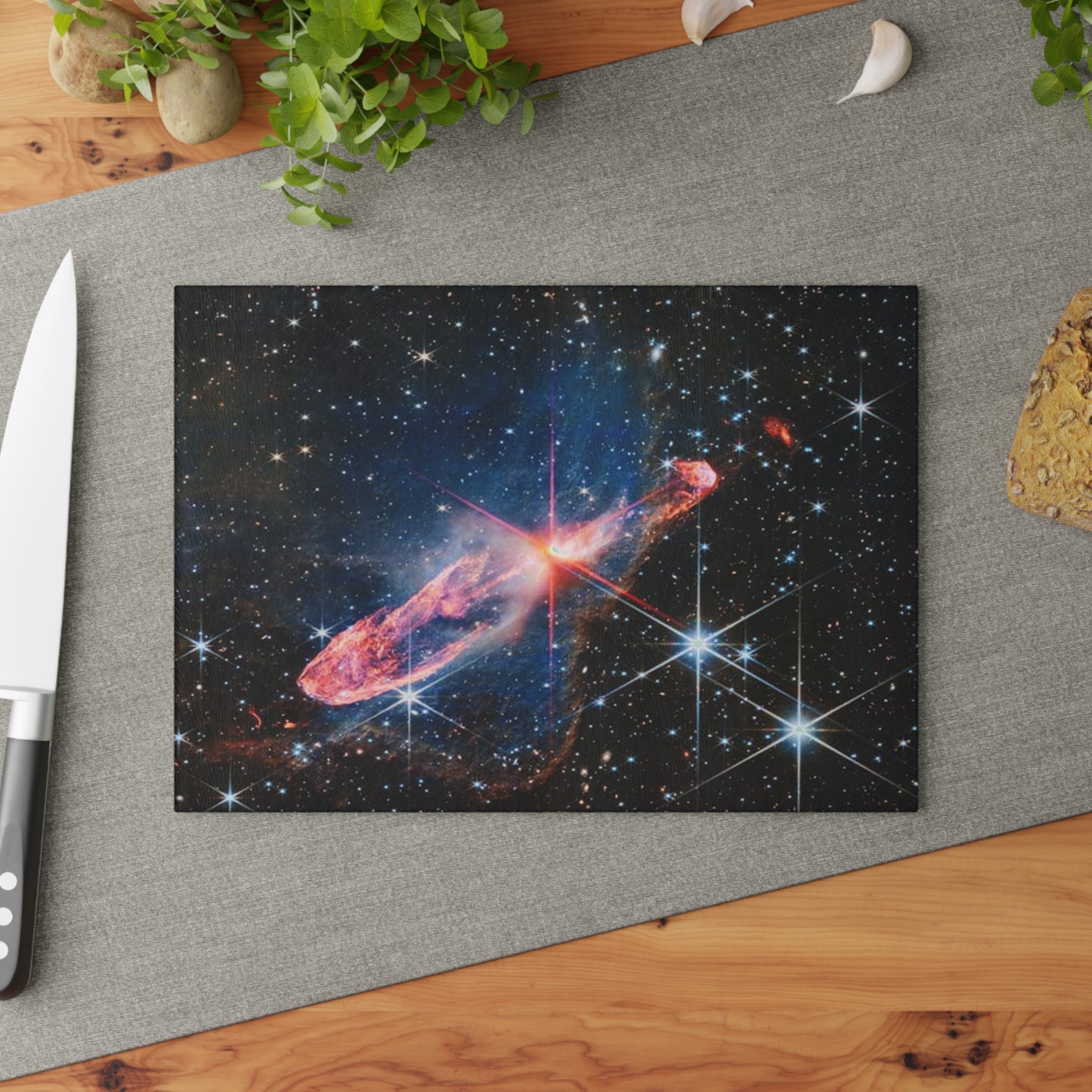 Cosmic Nebula Galaxy Glass Cutting Board | Space Starfield Kitchen Decor