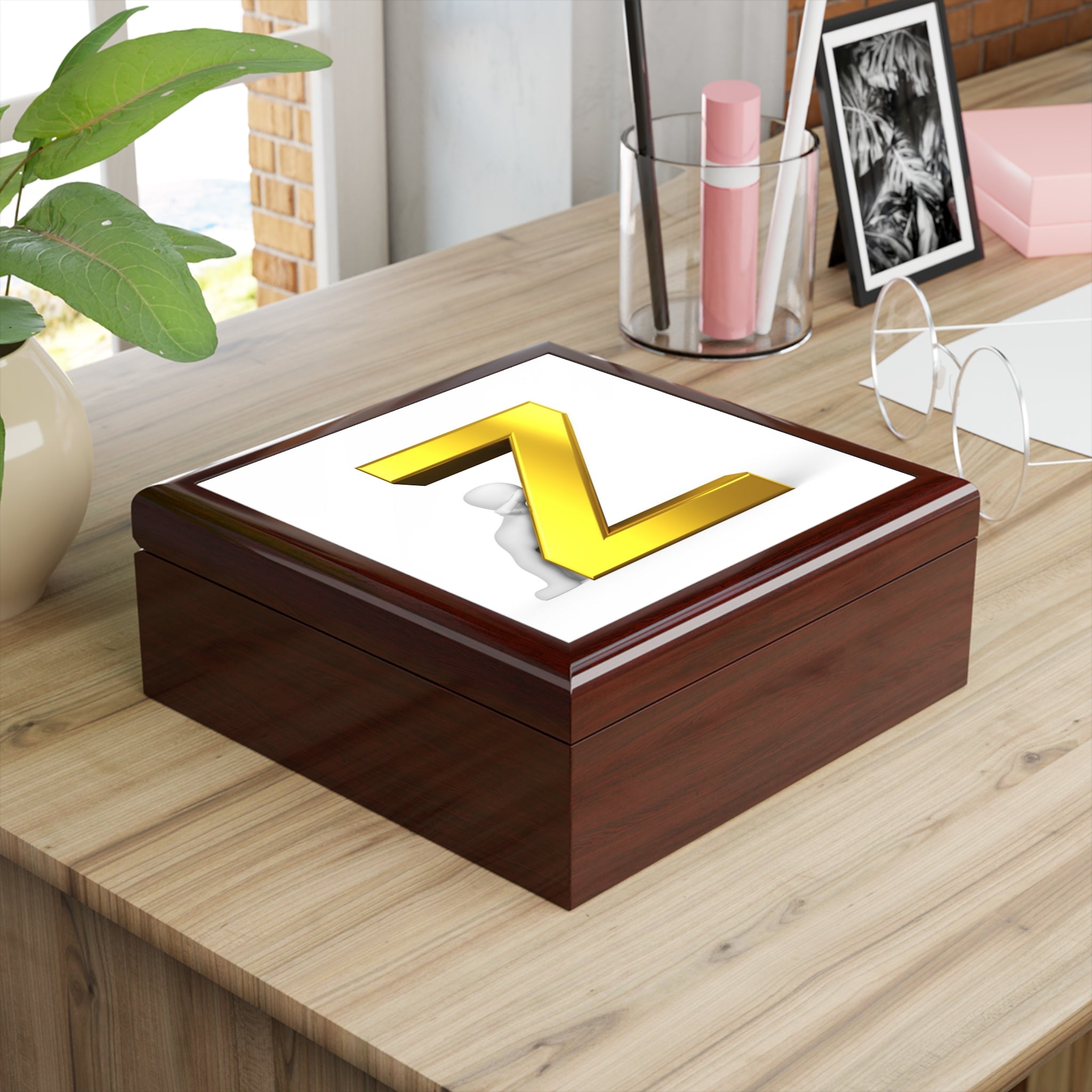 Gold Letter Z Monogram Jewelry Box | Personalized Initial Keepsake