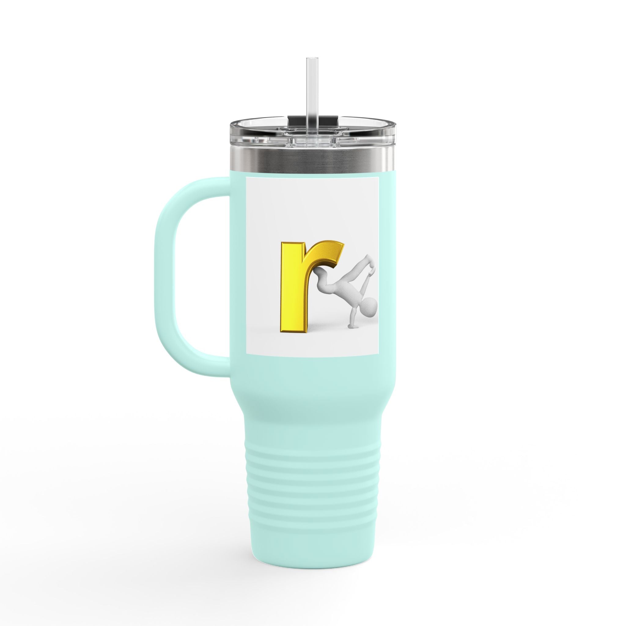 Yellow Letter R Character Travel Mug | 40oz Insulated Tumbler