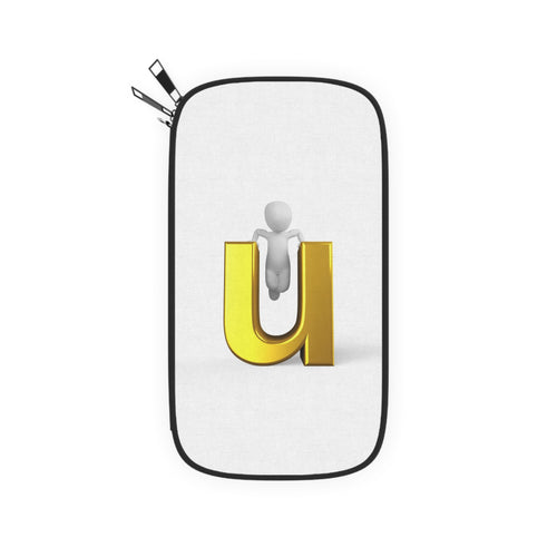 Portefeuille Passeport 3D Lettre U Or avec Figure | Accessoire de Voyage Monogrammé