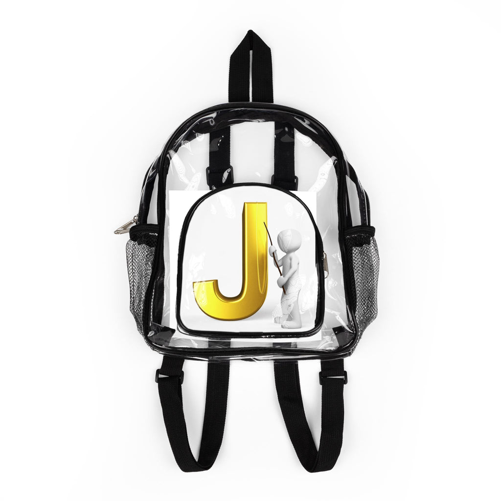 Gold Letter J Illustration Clear Stadium Backpack | Monogram Initial Bag