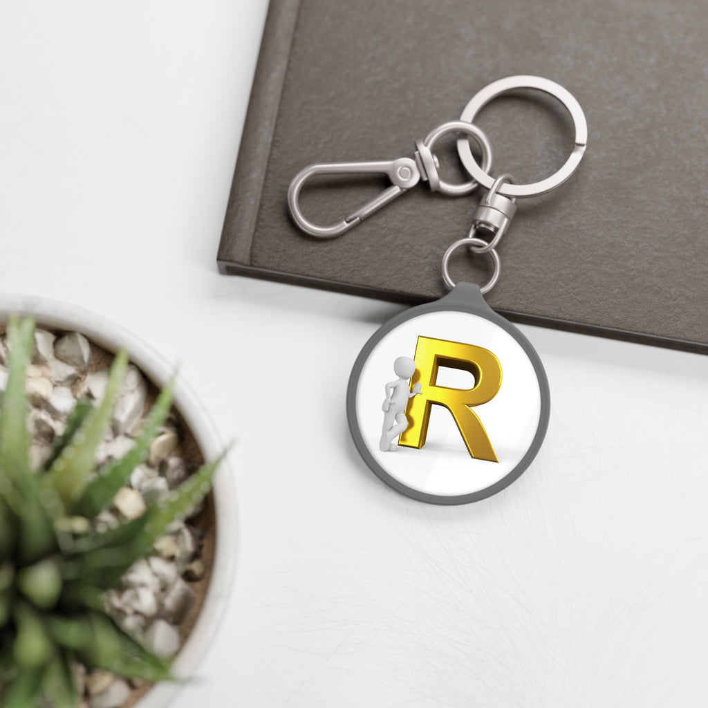 Gold Letter R Monogram Keyring Tag | Personalized Initial Keychain