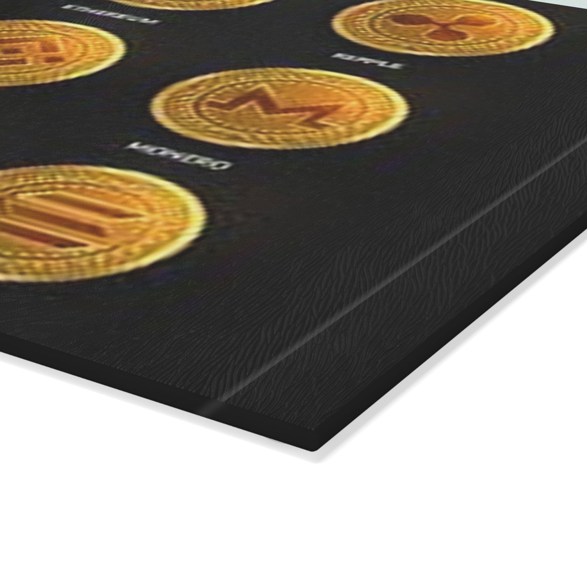 Cryptocurrency Coins glass cutting board | Bitcoin Ethereum Ripple Litecoin Binance Monero