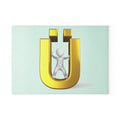 Gold Letter Ü Magnet Figure Glass Cutting Board | Lucky Magnet Design