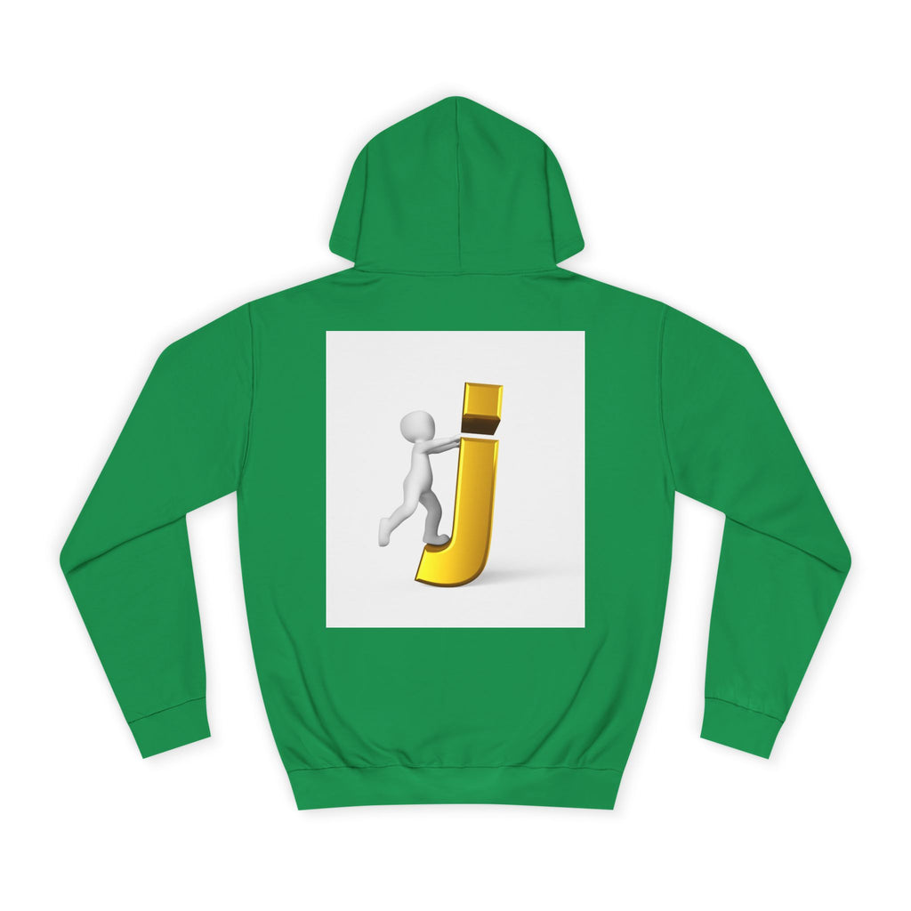 3D Stick Figure Riding Gold Letter J Hoodie | Initial Monogram Letter J