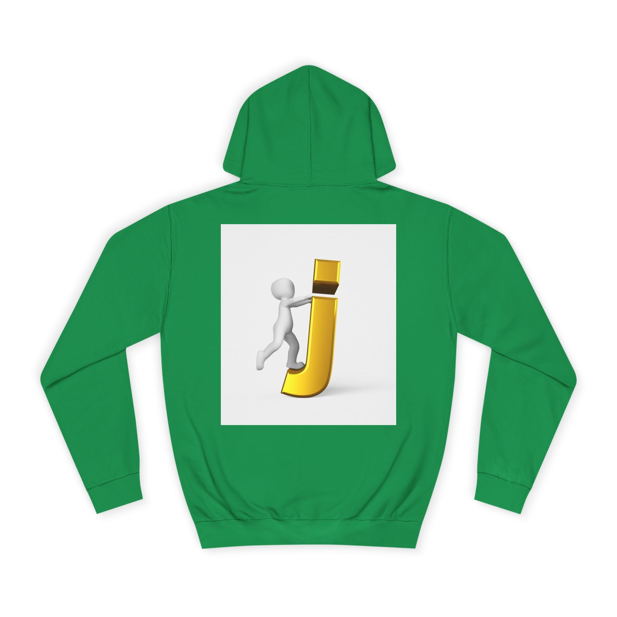 3D Stick Figure Riding Gold Letter J Hoodie | Initial Monogram Letter J