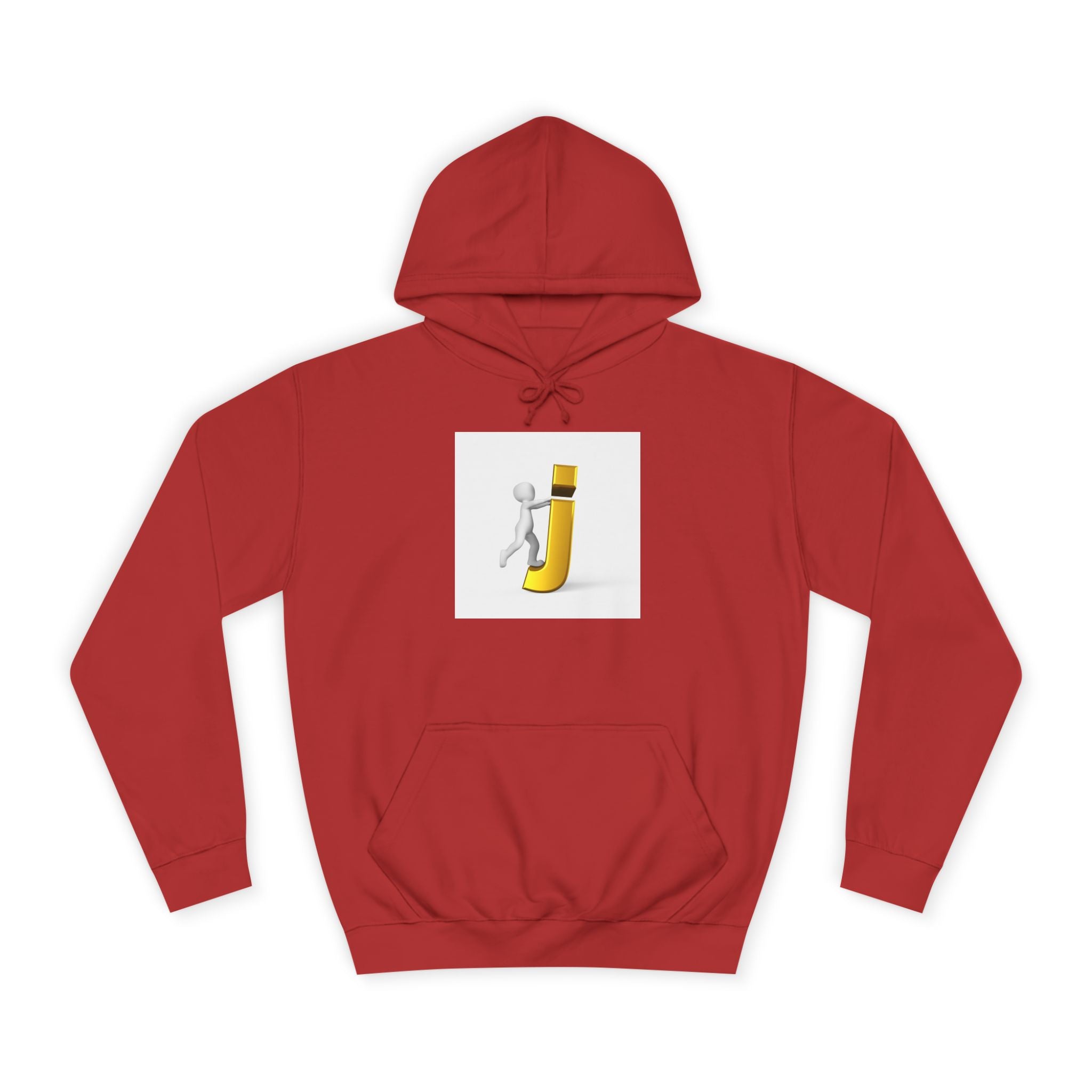 Sweat à capuche en 3D avec figurine bâton sur la lettre J en or | Monogramme initial lettre J