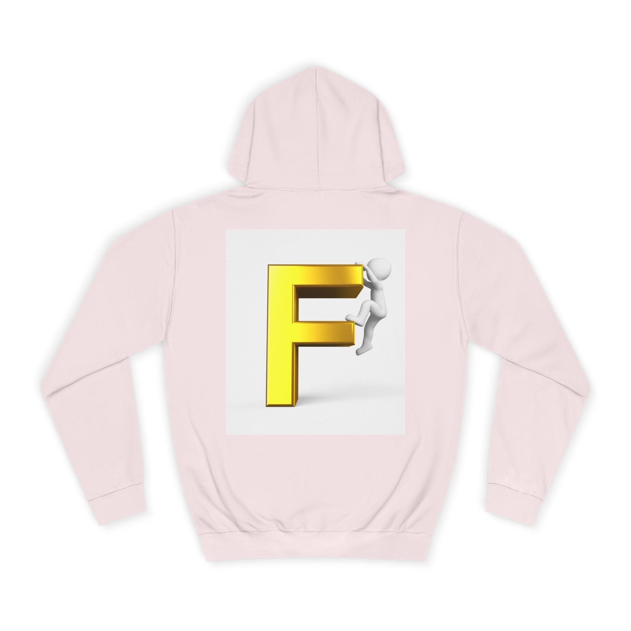 3D Gold Letter F Hoodie | Climbing Figurine Letterman Style