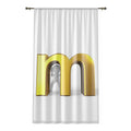 Gold Metallic Letter M Window Curtain | Monogram Initial Curtain Panel