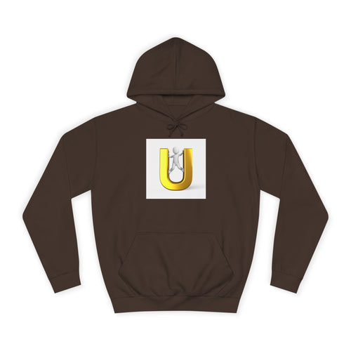 Sweat à capuche lettre U 3D Or | Sweat-shirt typographique bonhomme allumette grimpant
