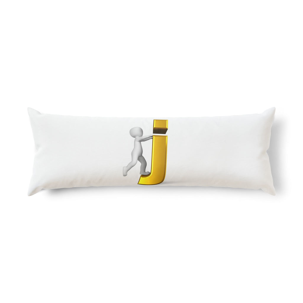 Stick Figure Climbing Gold Letter J Body Pillow | Monogram Initial Pillow