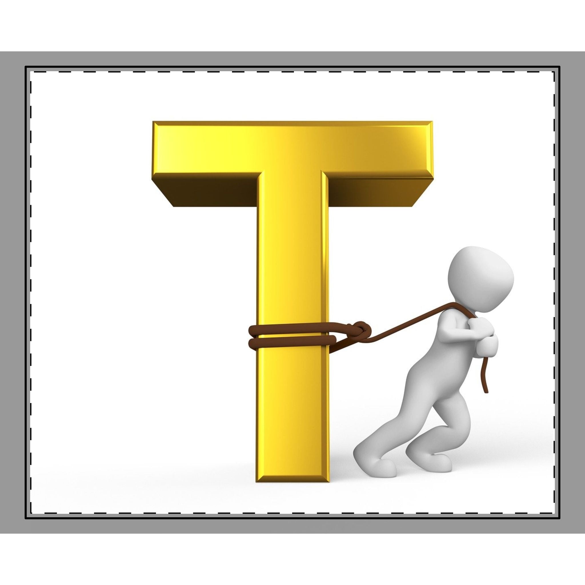 Letter T Tugging Stick Figure Woven-Style Coverlet