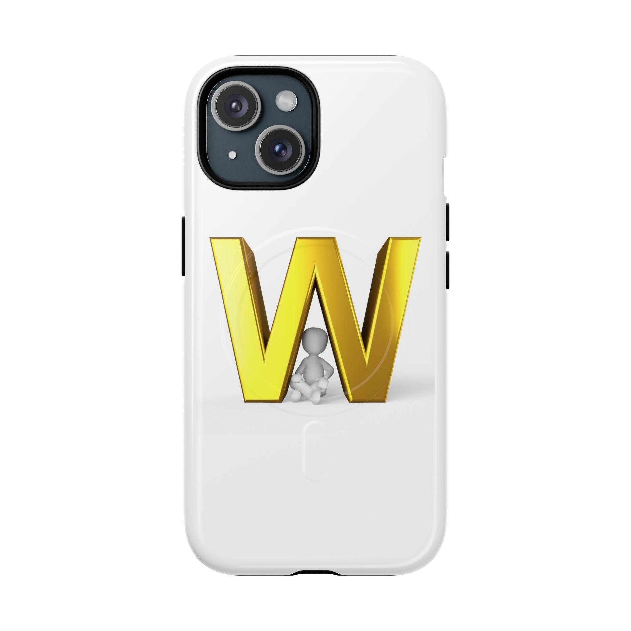 Coque de téléphone à monogramme lettre W or | Coque magnétique résistante