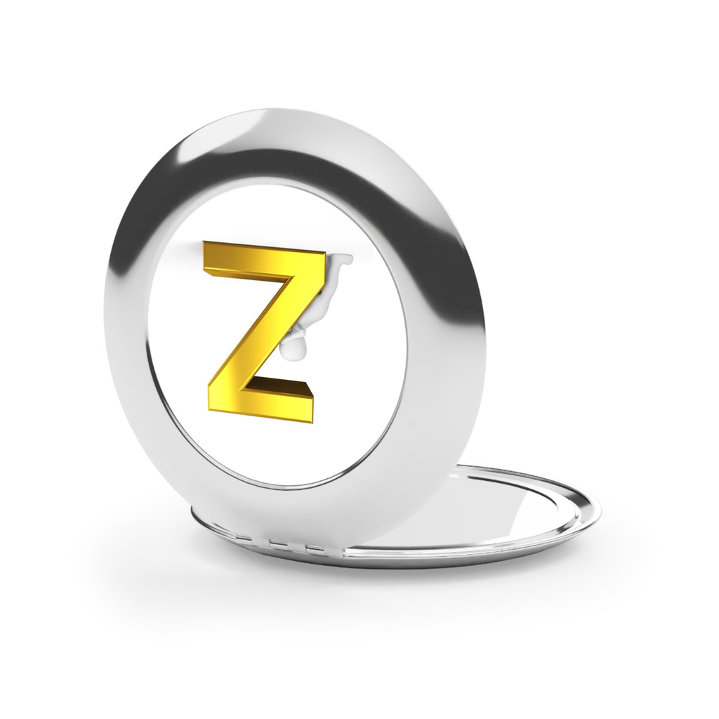 Gold Letter Z Initial Compact Travel Mirror | Monogram Pocket Mirror