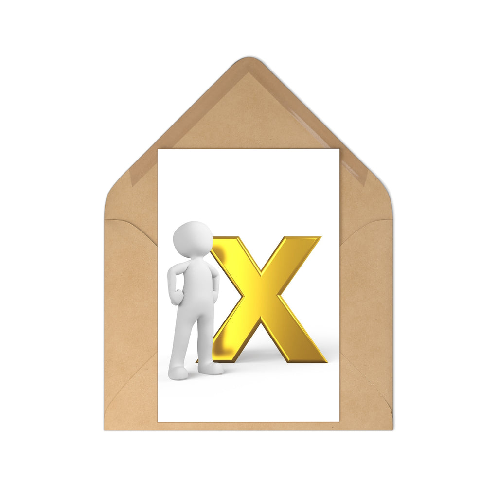 Gold X with 3D Person Postcards