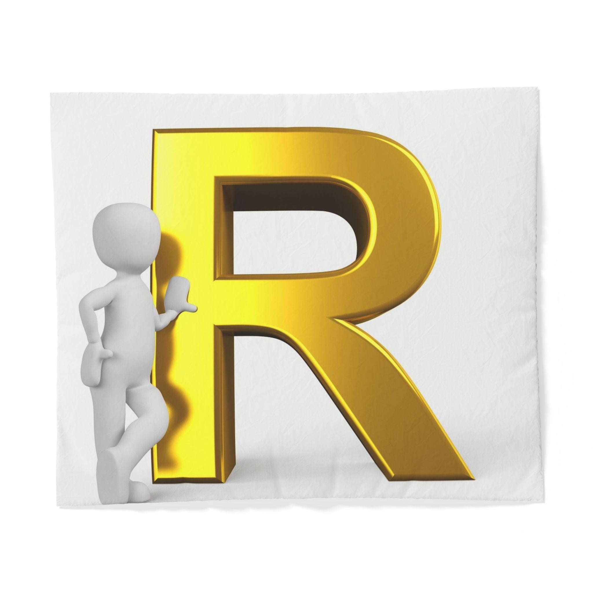 Housse de couette lettre R 3D or | Parure de lit monogramme