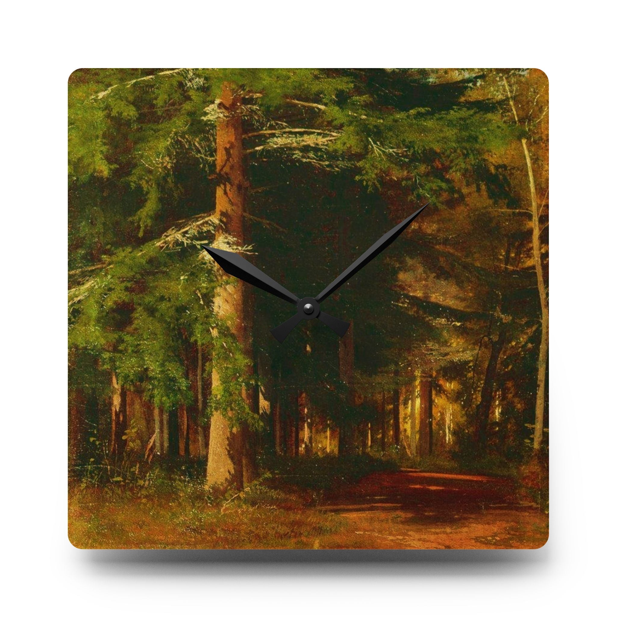 Horloge Murale Acrylique Peinture Chemin Forestier | Horloge Murale Paysage Boisé
