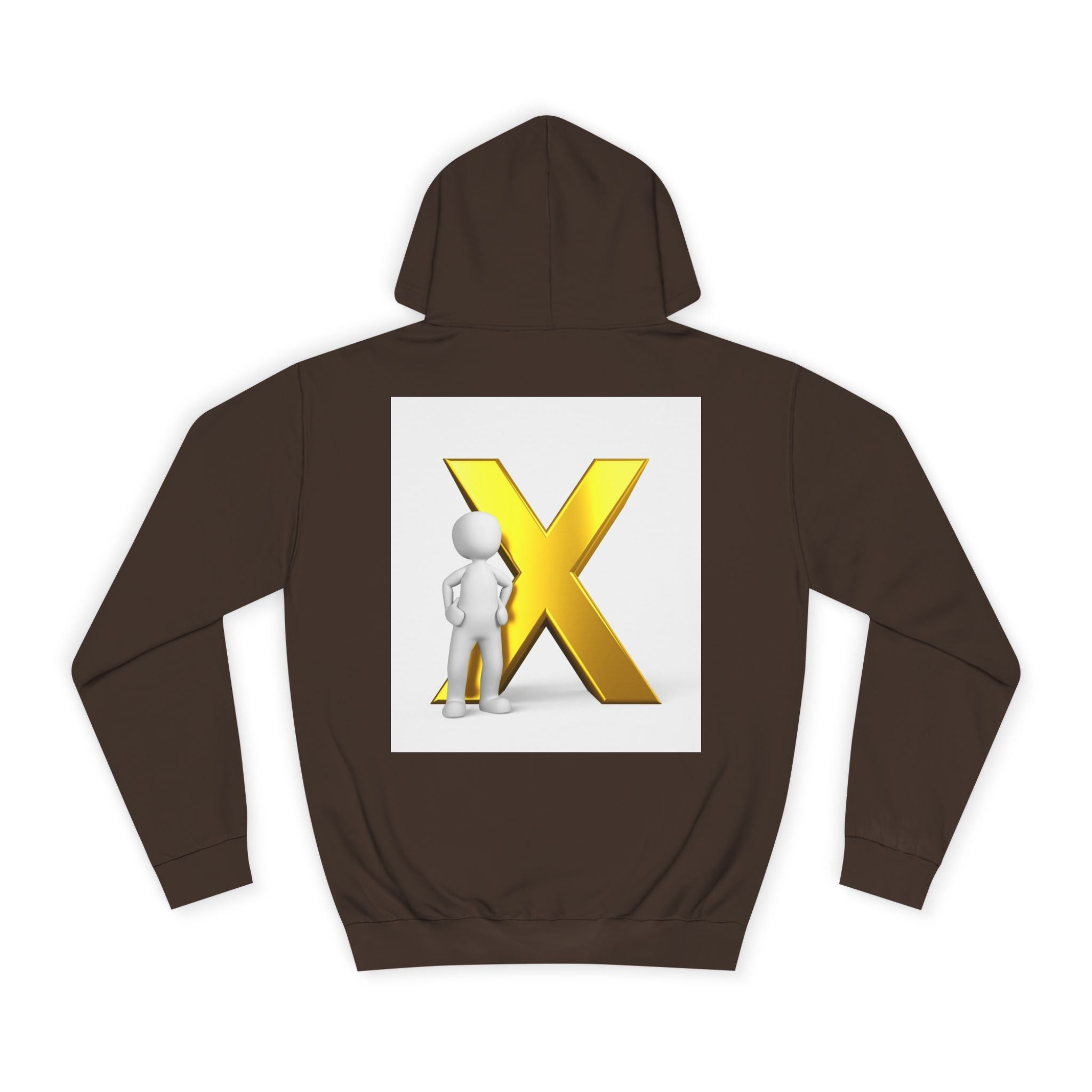 Golden Letter X Graphic Hoodie | 3D Stick Figure Initial X Sweatshirt