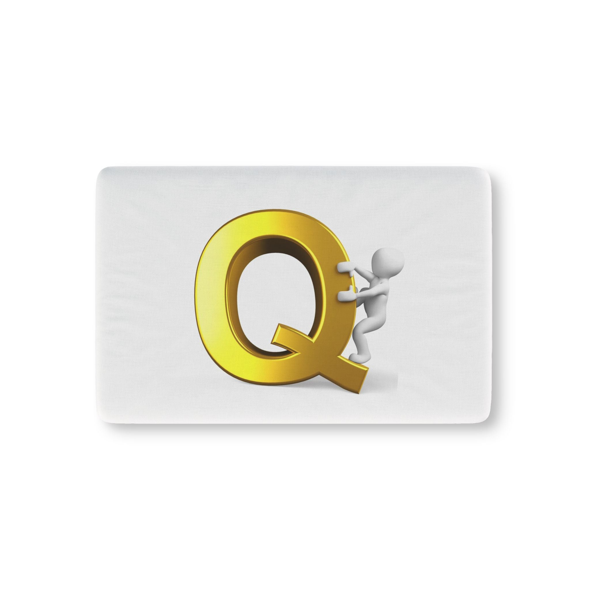 Gold Letter Q with Climbing Figure Baby Fitted Crib Sheet | Monogram Nursery